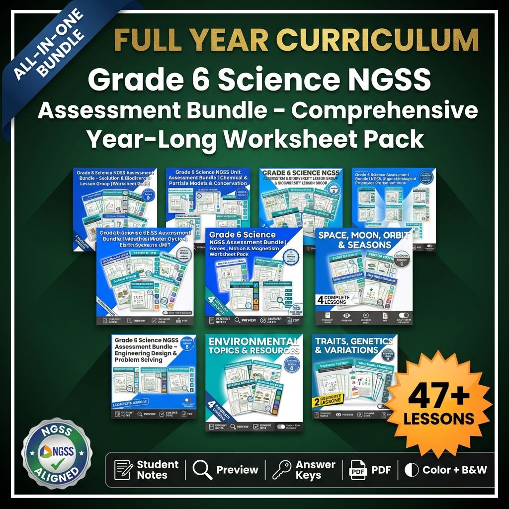 Grade 6 Science Full Year Bundle | NGSS Assessment Resources (Printable) — bundle cover