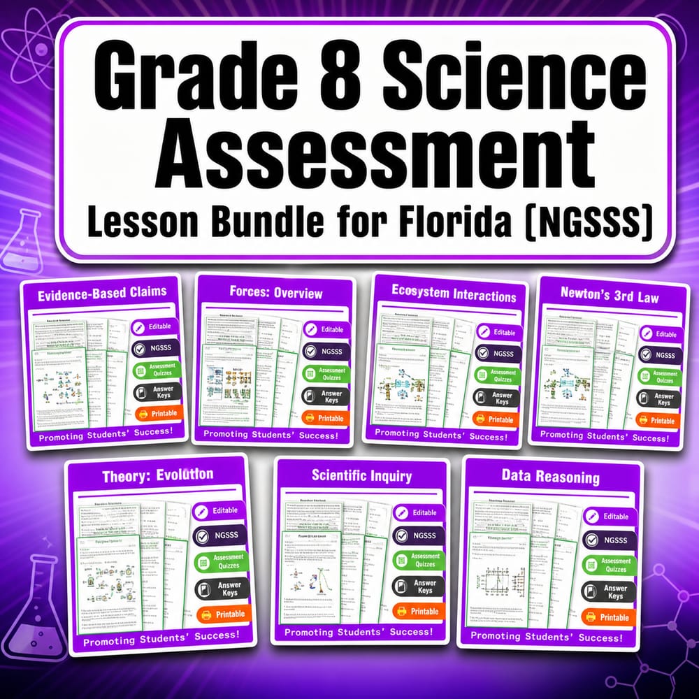 Lesson Bundle: Grade 8 Science Scientific Inquiry Evidence | Florida NGSSS — bundle cover