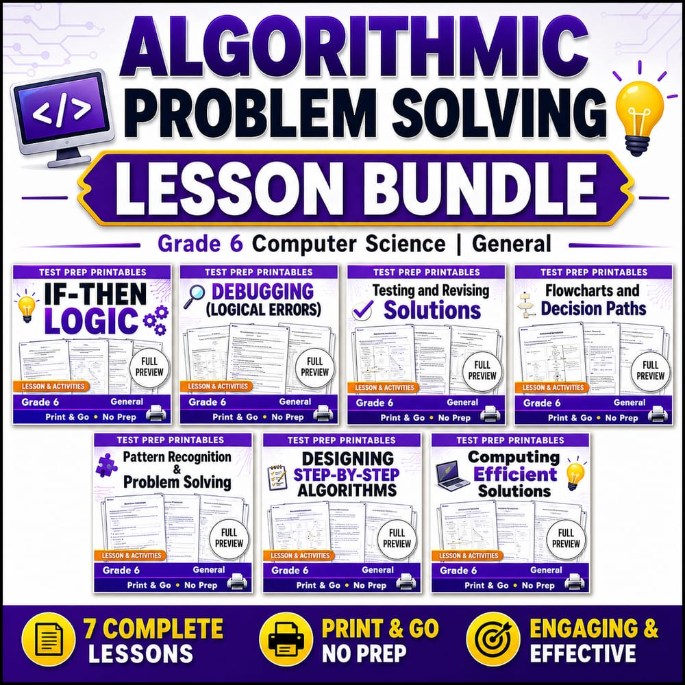 Algorithmic Problem Solving Lesson Bundle | Grade 6 Computer Science | General — bundle cover