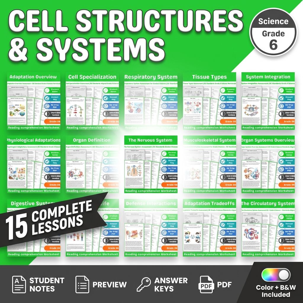 Grade 6 Science | Cell Structures & Systems Assessment – Standards-Aligned — bundle cover