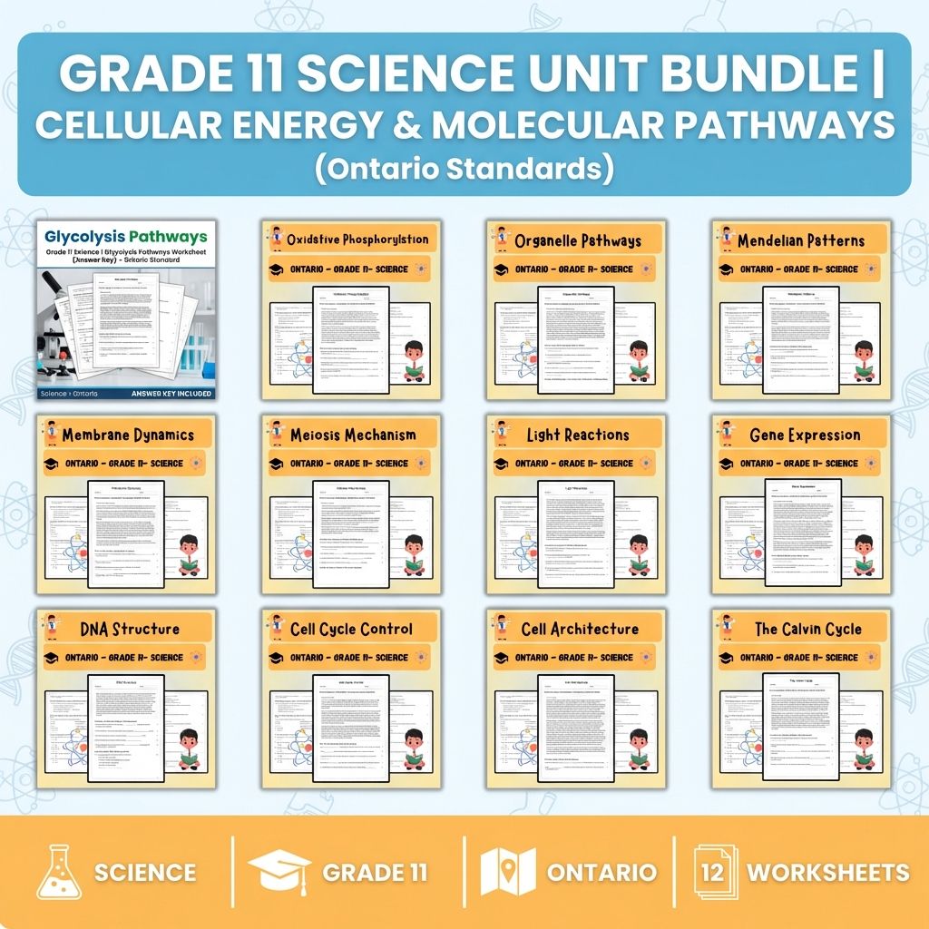 Grade 11 Science | Cellular Metabolism & DNA Processes Worksheet Bundle  — bundle cover