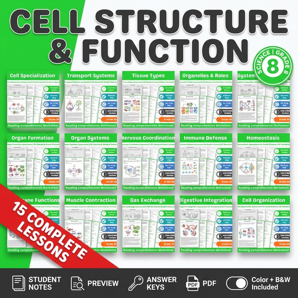 Grade 8 Science – Cell Structure & Function Assessment | Standards-Aligned Unit — bundle cover