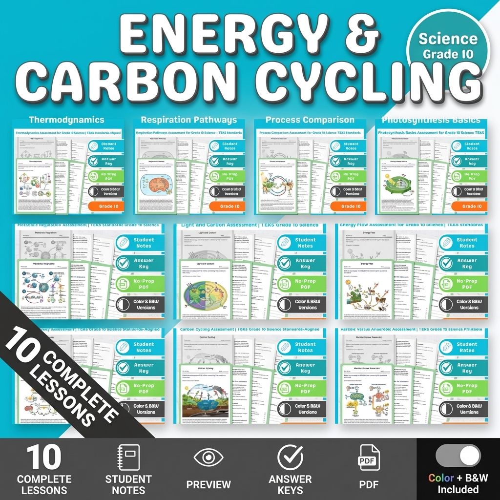 Grade 10 Thermodynamics & Energy Transformations Science Lesson Bundle TEKS — bundle cover