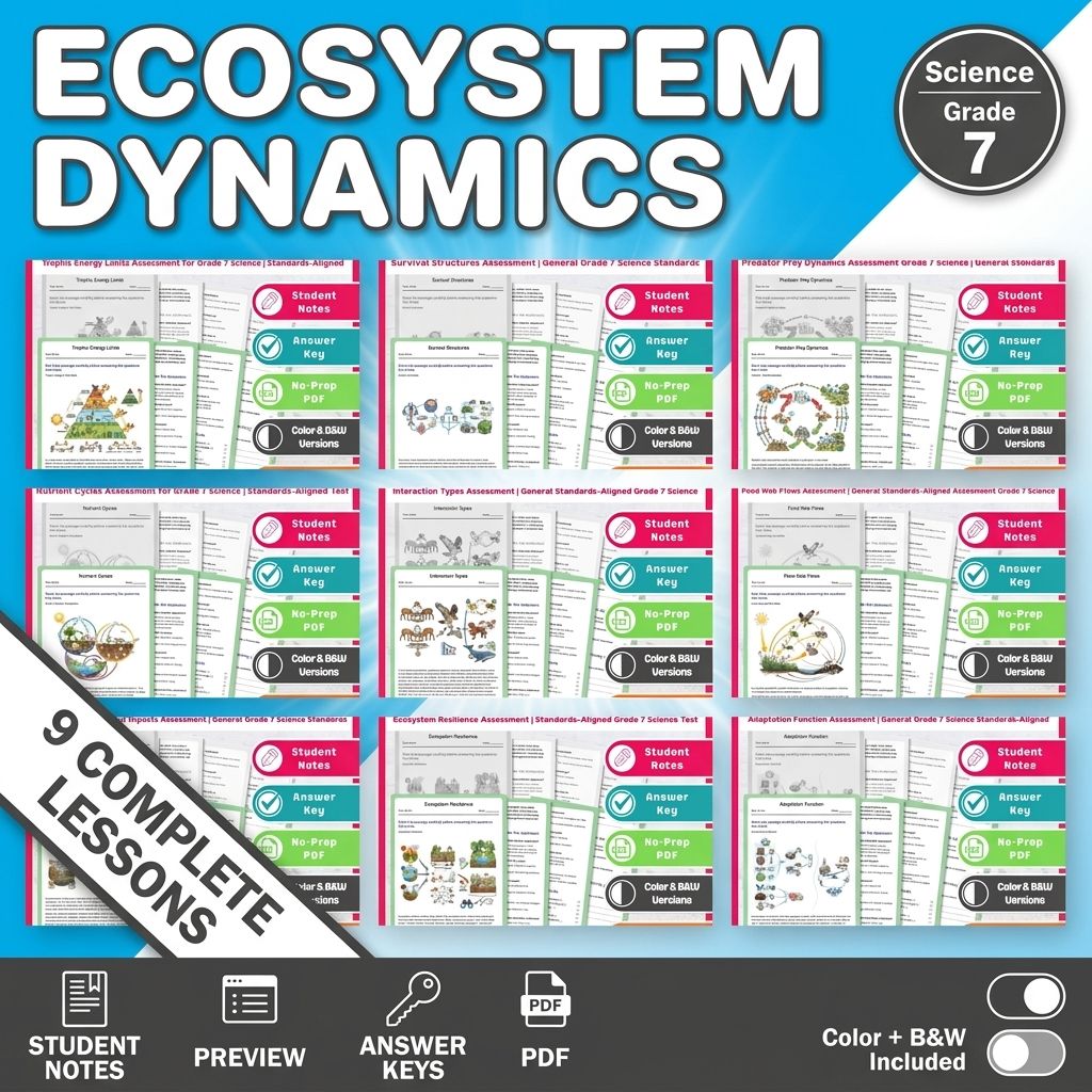 Grade 7 Life Science Lesson Bundle Science: General Framework Assessments — bundle cover