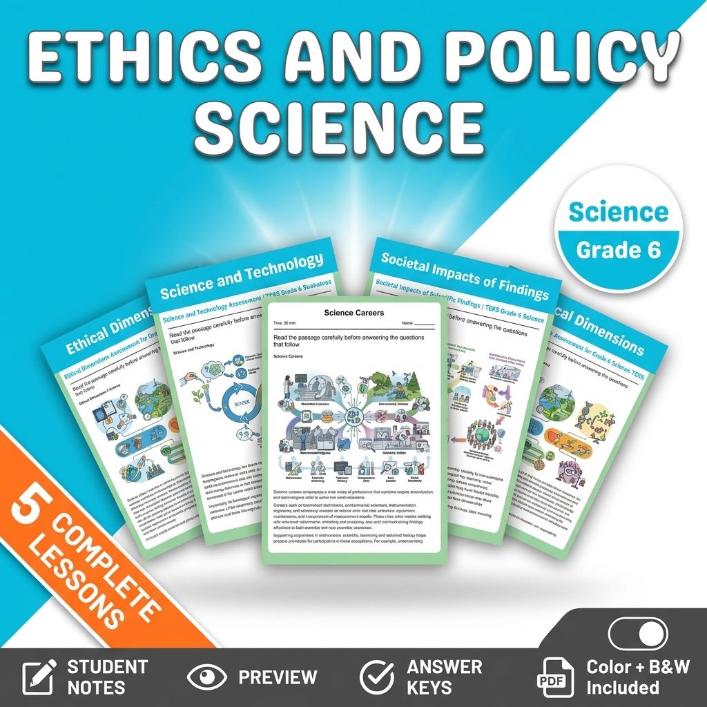 Grade 6 Societal Impacts of Scientific Findings Science Lesson Bundle TEKS — bundle cover