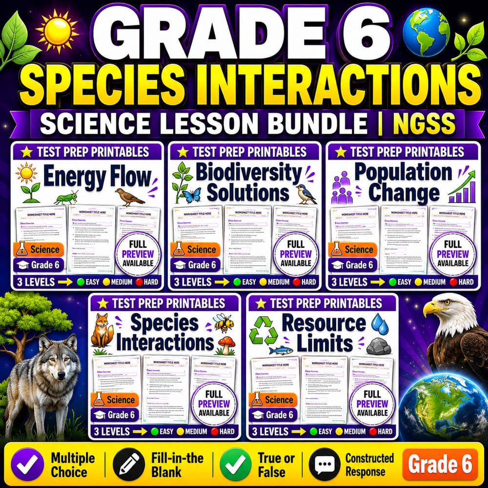Grade 6 Species Interactions Science Lesson Bundle | NGSS — bundle cover