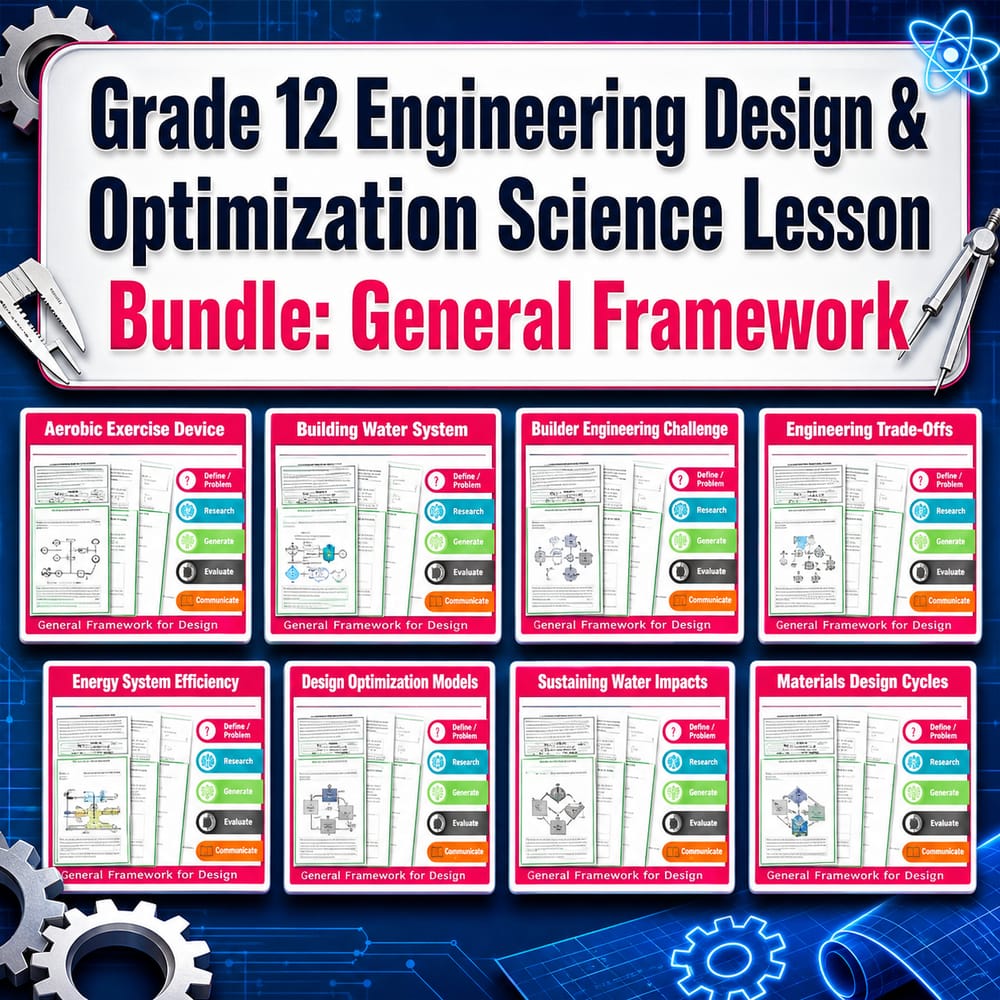 Grade 12 Engineering Design & Optimization Science Lesson Bundle: General Framework — bundle cover