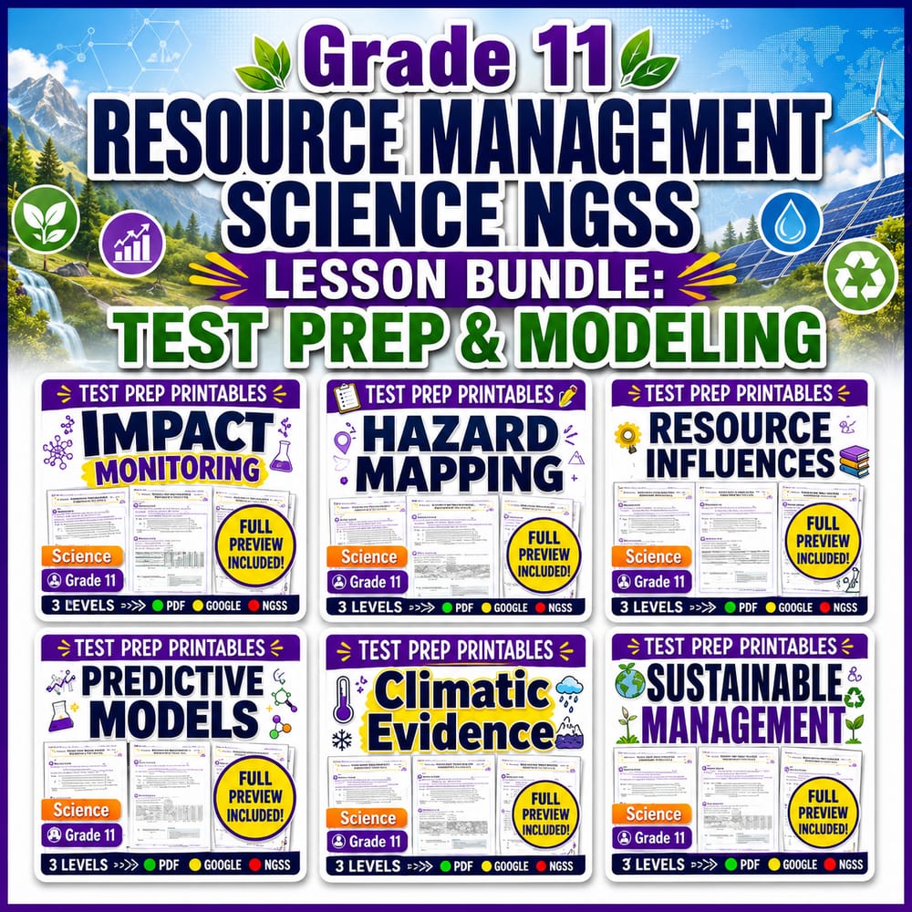 Grade 11 Resource Management Science NGSS Lesson Bundle: Test Prep & Modeling — bundle cover