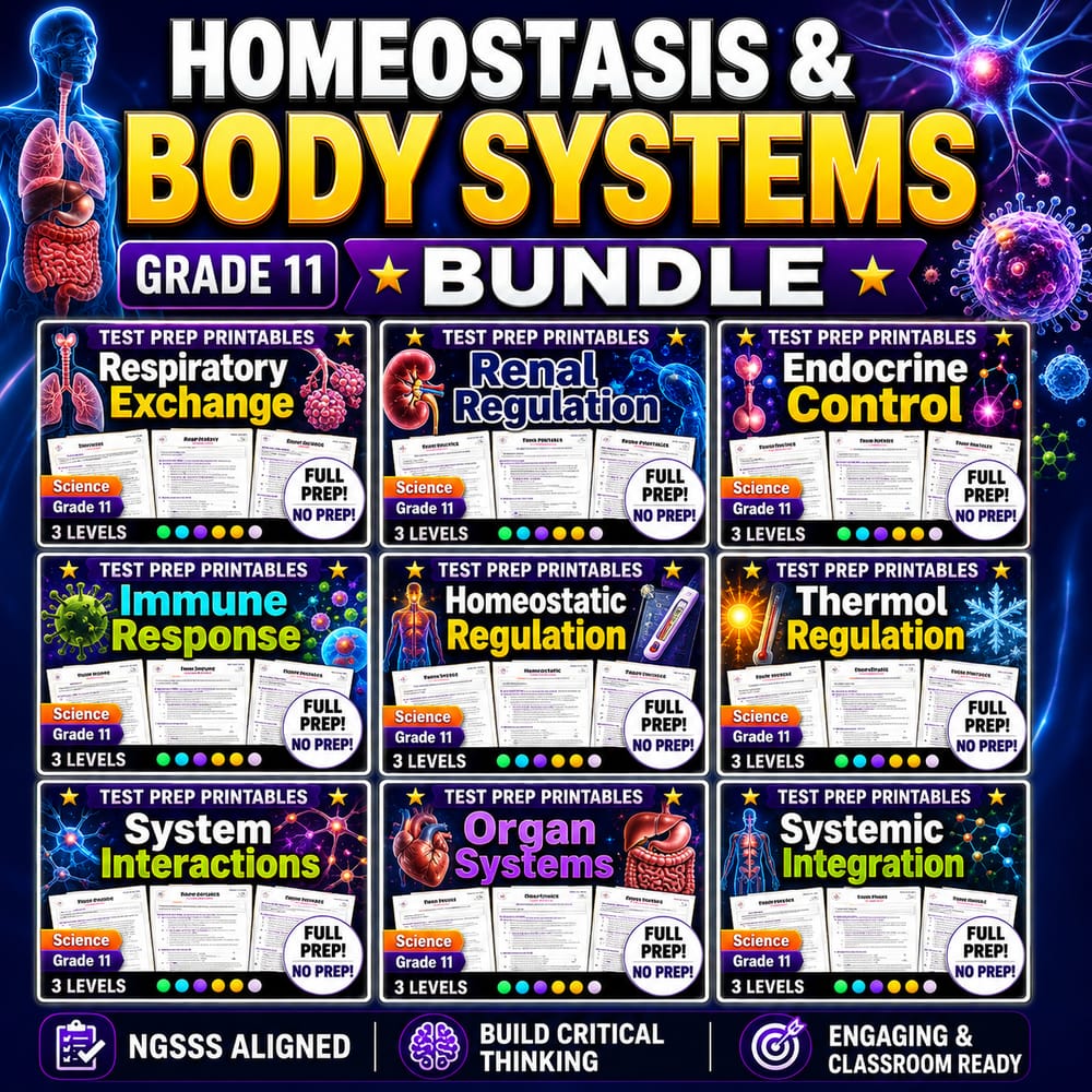 Homeostasis & Body Systems Lesson Bundle | Grade 11 Science | Texas TEKS — bundle cover