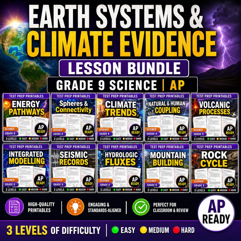 Earth Systems & Climate Evidence Lesson Bundle | Grade 9 Science | AP — bundle cover