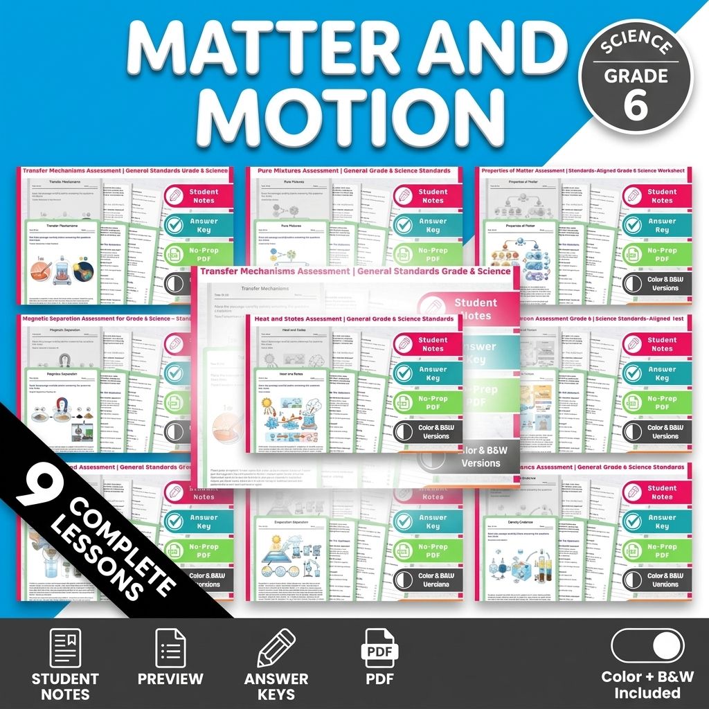 Grade 6 Physical Science Science Lesson Bundle: General Framework — bundle cover