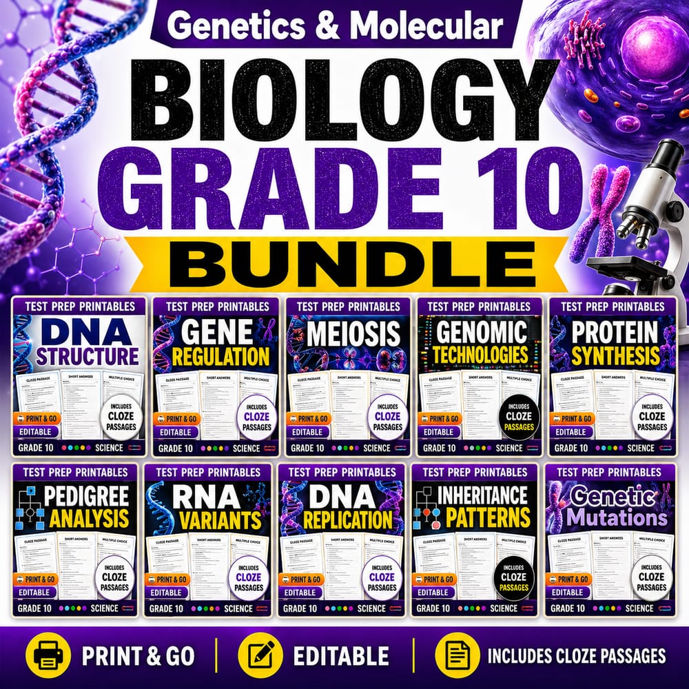 Genetics & Molecular Biology Lesson Bundle | Grade 10 Science | TEKS — bundle cover