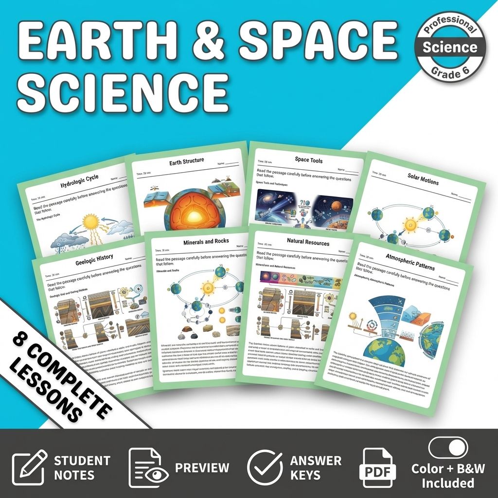 Grade 6 Earth and Space Science Lesson Bundle | TEKS Assessment Worksheets — bundle cover