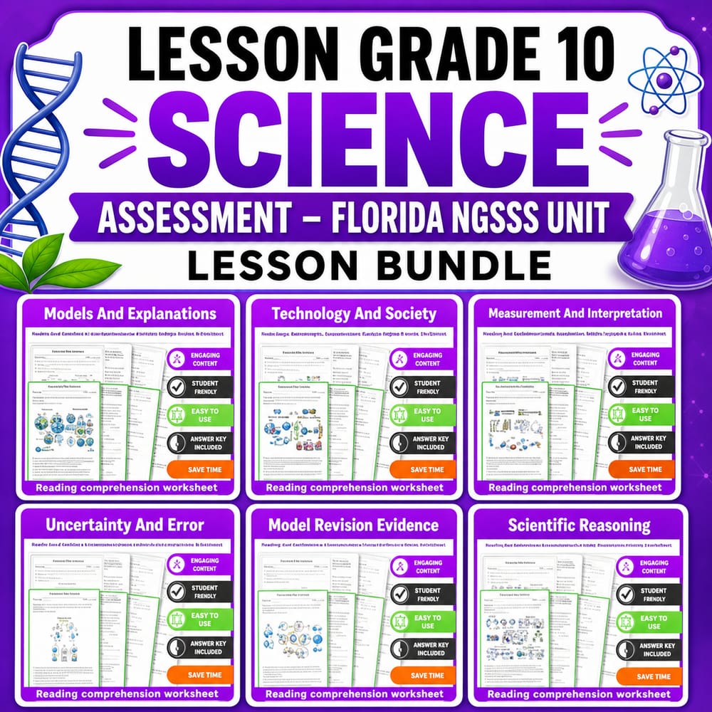Grade 10 Scientific Reasoning Science Lesson Bundle – Florida NGSSS — bundle cover