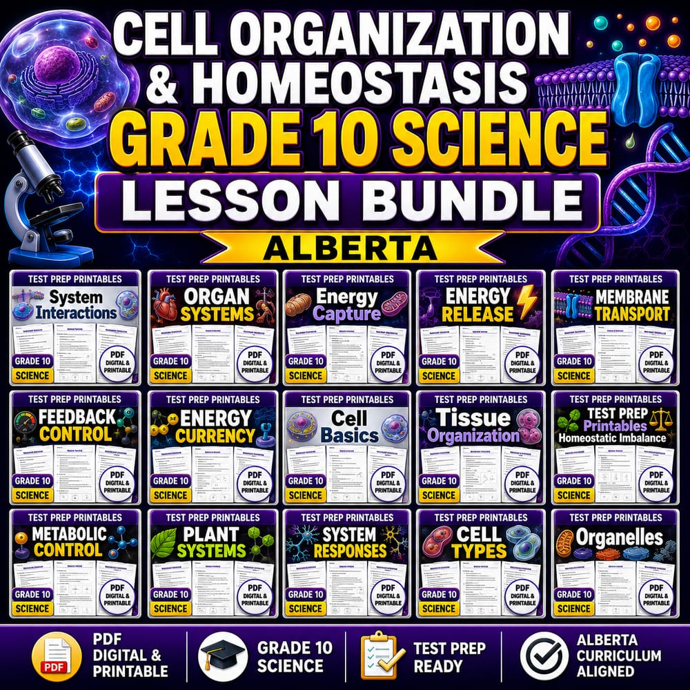Cell Organization & Homeostasis Grade 10 Science Lesson Bundle | Alberta — bundle cover