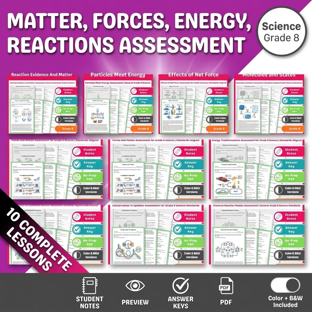 Grade 8 Physical Science Science Lesson Bundle – General Framework — bundle cover