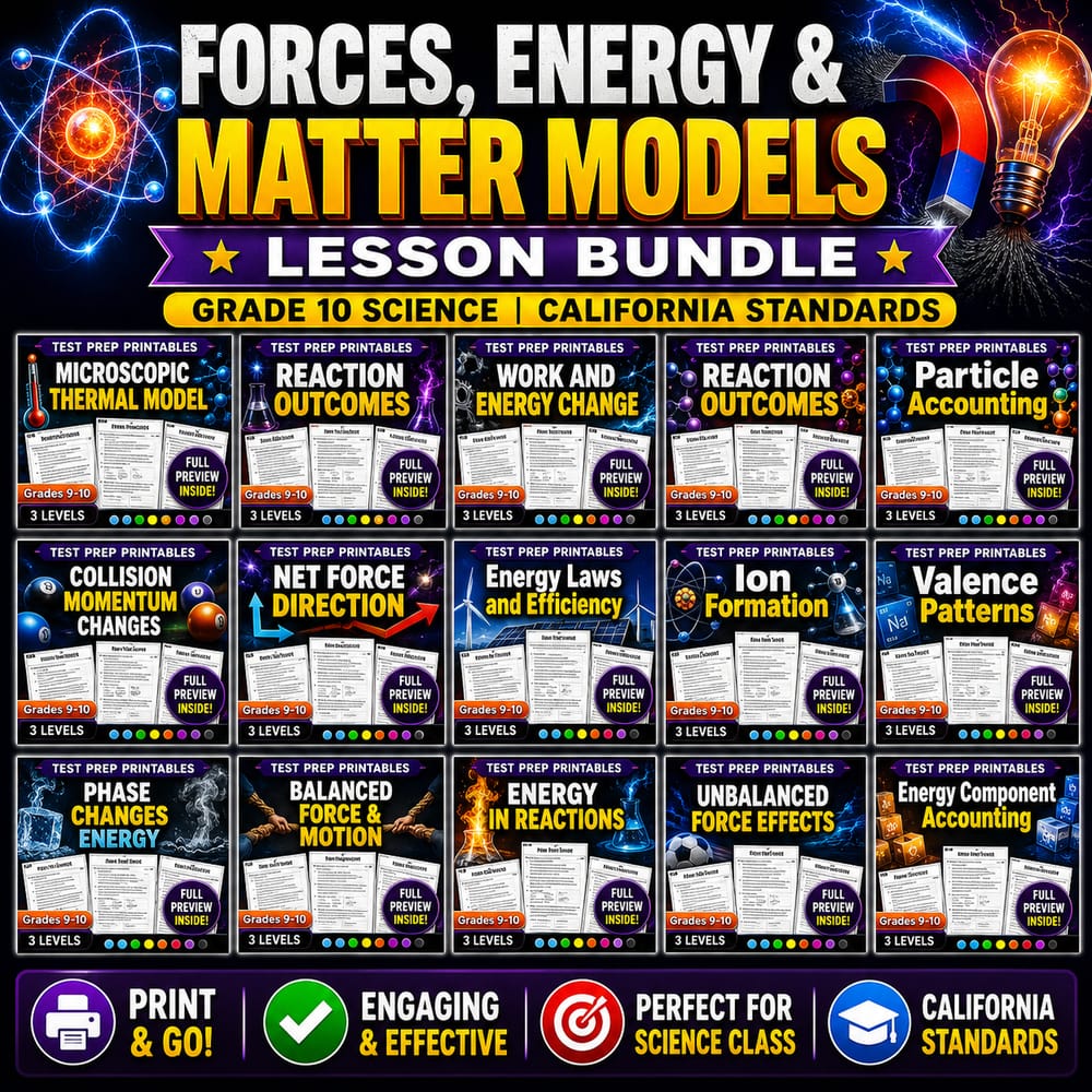 Forces, Energy & Matter Models Lesson Bundle | Grade 10 Science | California Standards — bundle cover