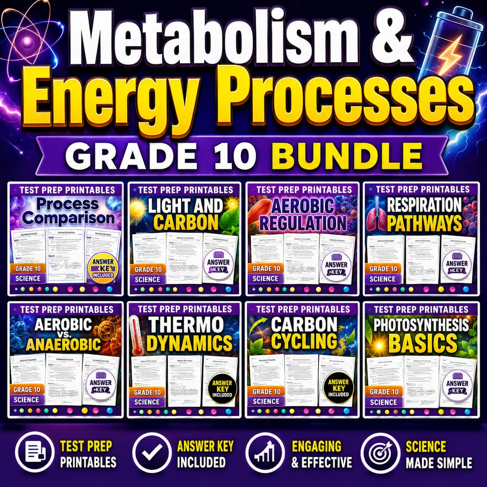 Metabolism & Energy Processes Lesson Bundle — Grade 10 Science TEKS — bundle cover