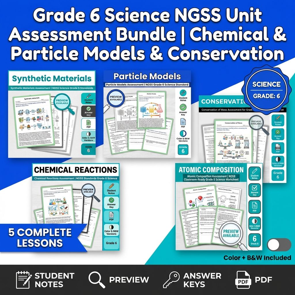Grade 6 Science Mini Bundle | Matter and Its Interactions NGSS Not Specified — bundle cover