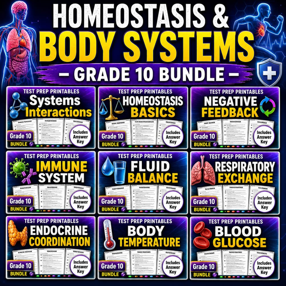 Homeostasis & Body Systems Lesson Bundle | Grade 10 Science| Texas Essential Knowledge & Skills — bundle cover
