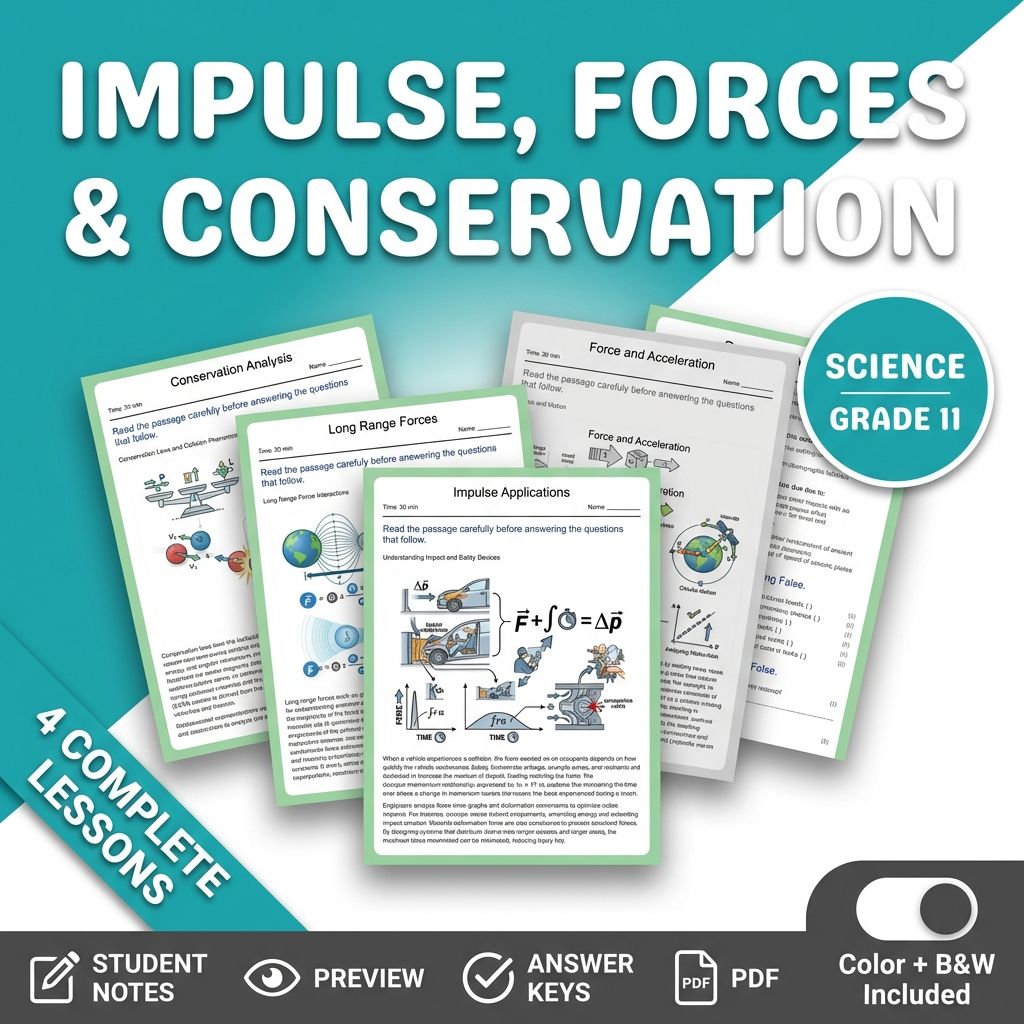 Grade 11 Physics Mini Bundle – Impulse, Forces & Conservation Assessment — bundle cover