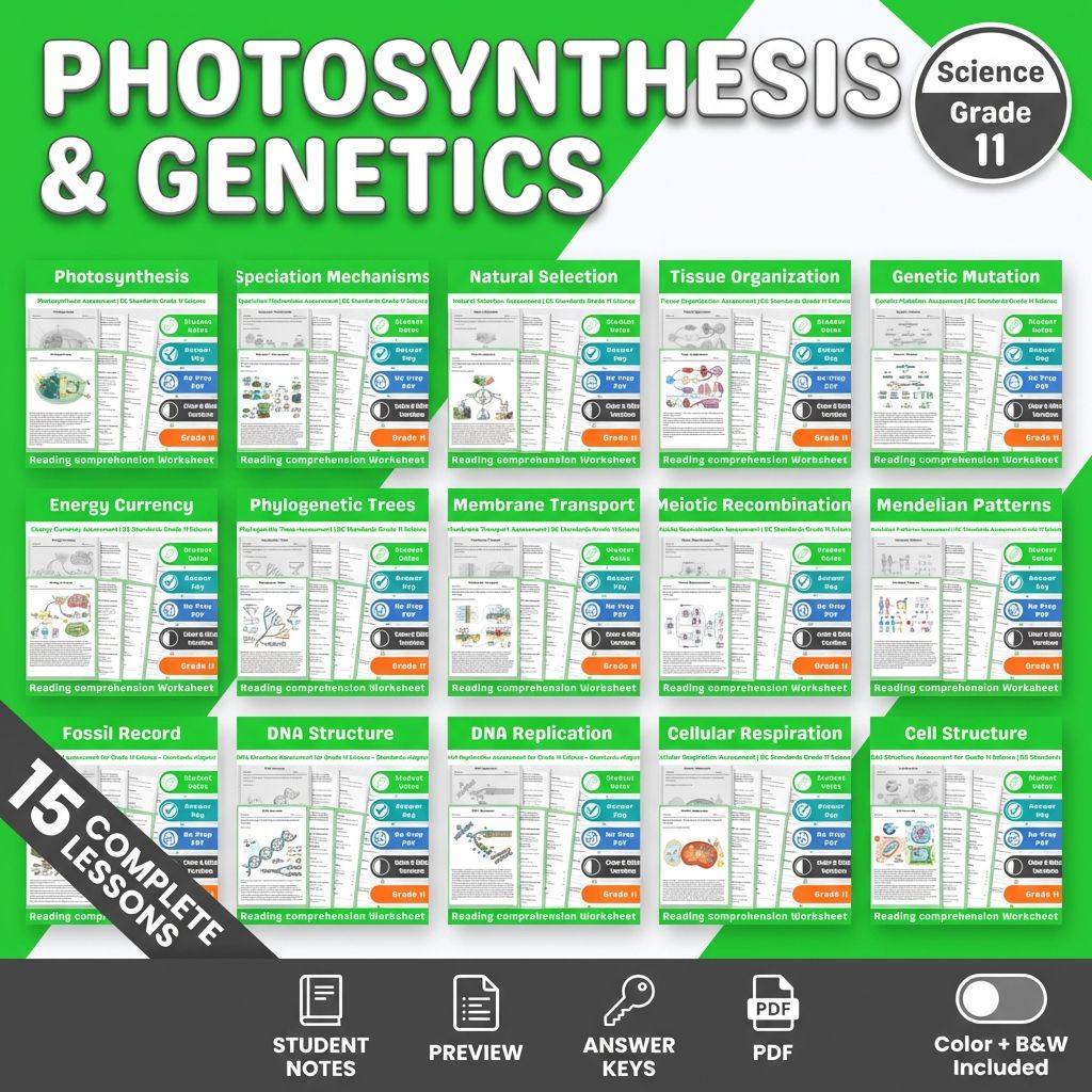 Grade 11 Science Lesson Assessment Bundle | Photosynthesis & Genetics — bundle cover
