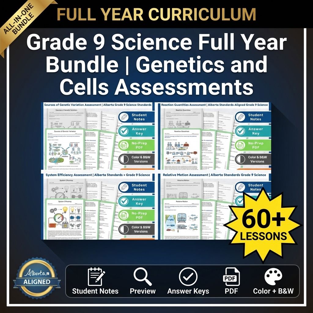 Grade 9 Science Full Year Bundle Assessment Standards | Alberta Framework — bundle cover