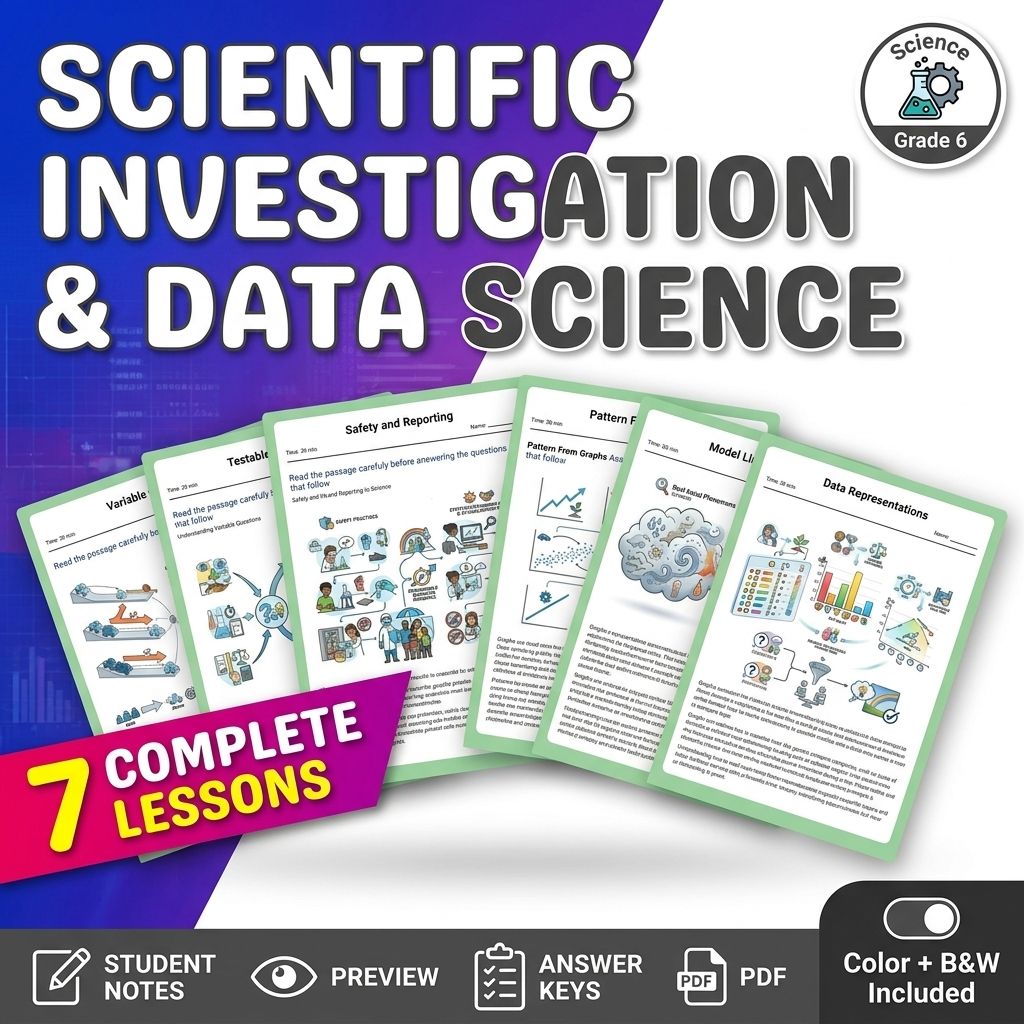 Grade 6 Data & Evidence Science Lesson Bundle | General Framework — bundle cover