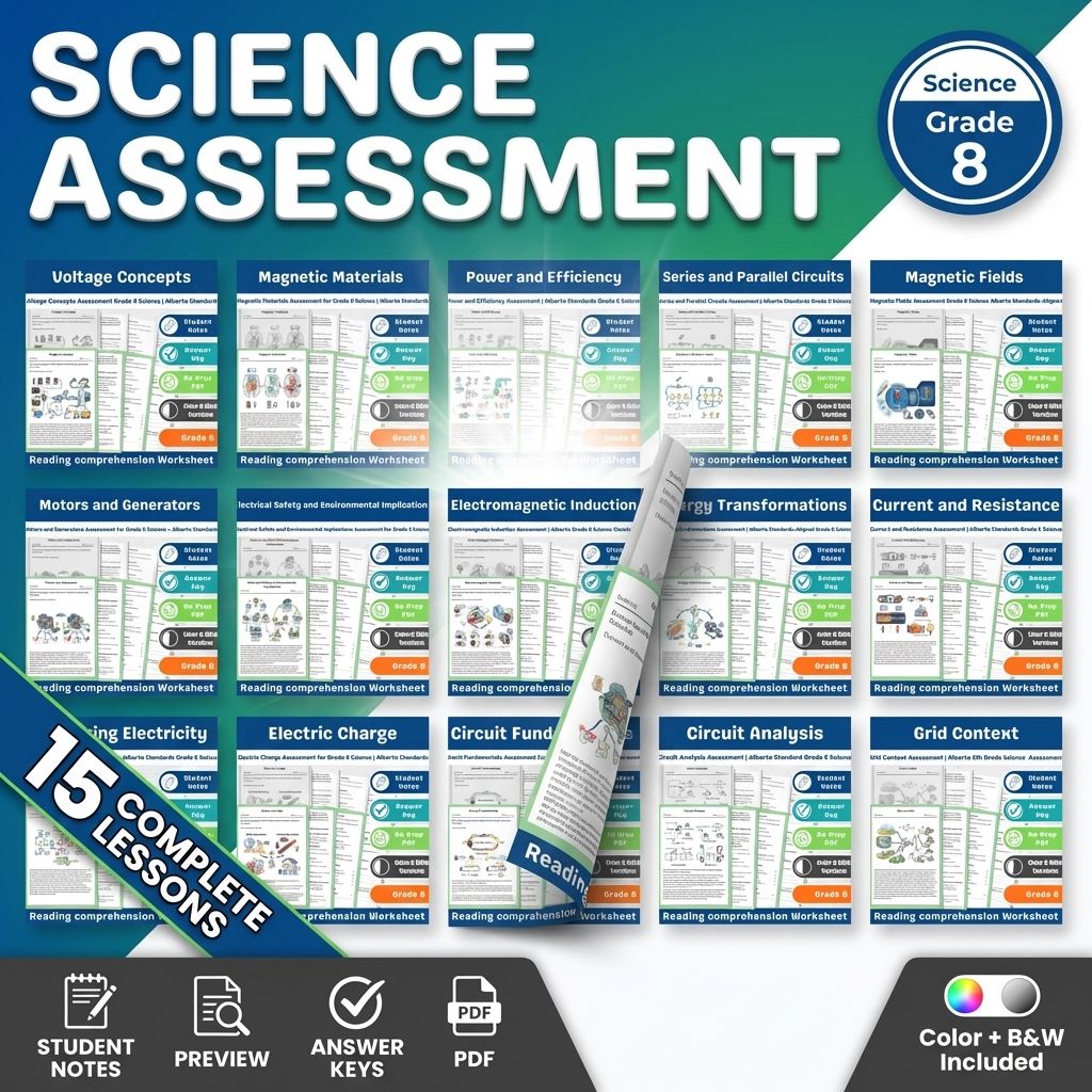 Lesson Bundle Grade 8 Science | Electricity and Magnetism Alberta Standards — bundle cover