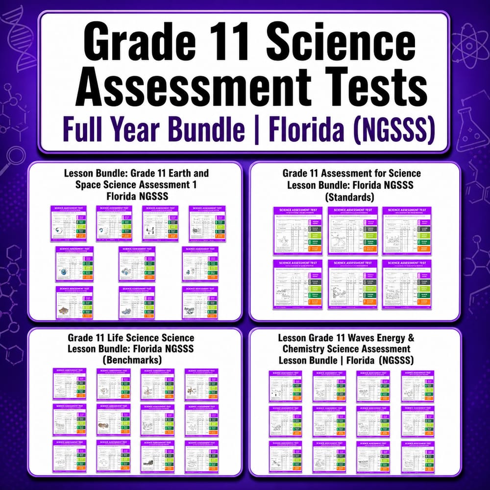 Grade 11 Science Assessment Worksheets Full Year Bundle for NGSS Standards — bundle cover