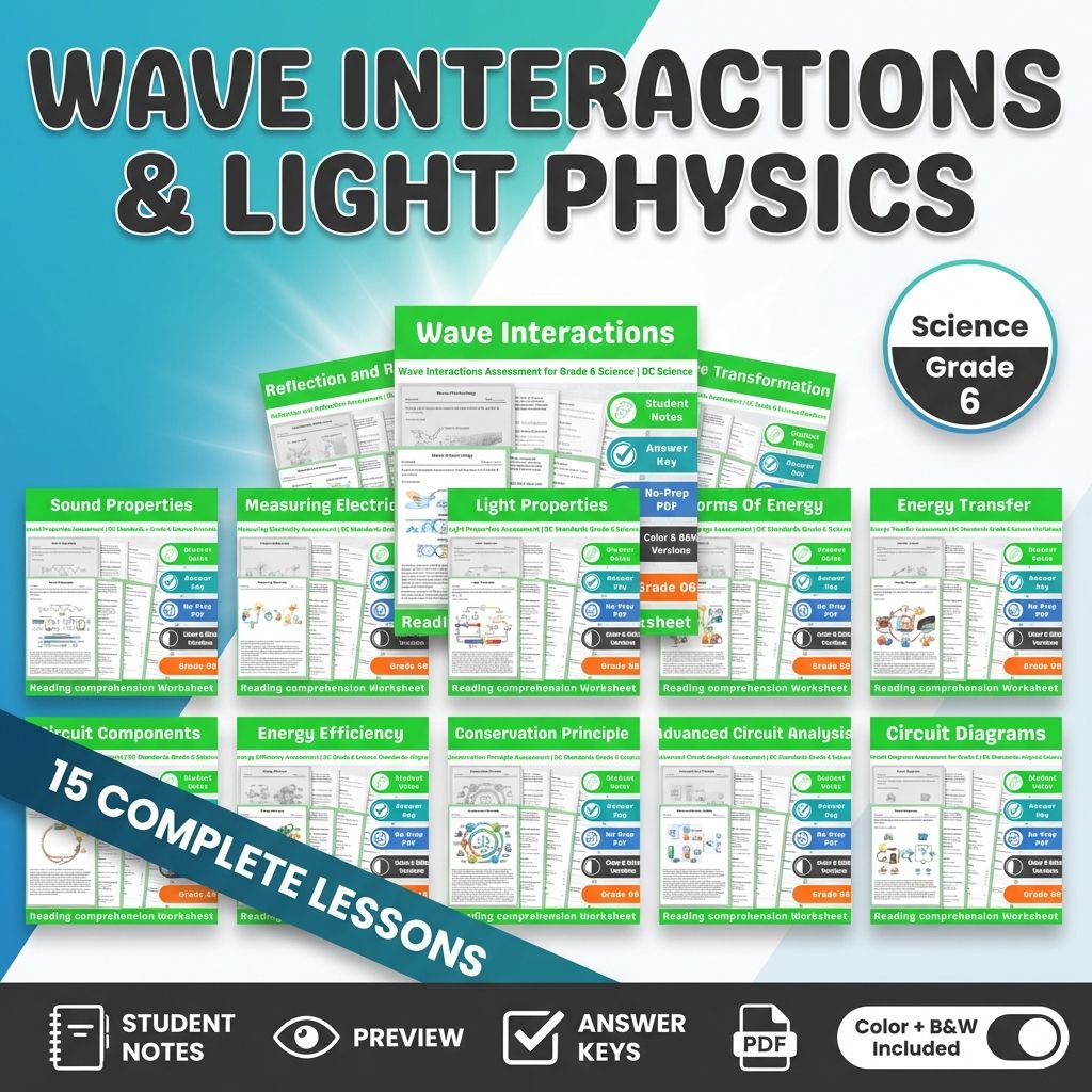 Grade 6 Science Assessment | Wave Interactions & Light Physics Mini Bundle — bundle cover