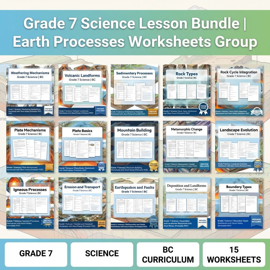 Grade 7 Science Lesson Bundle | Earth Processes Worksheets Group — bundle cover
