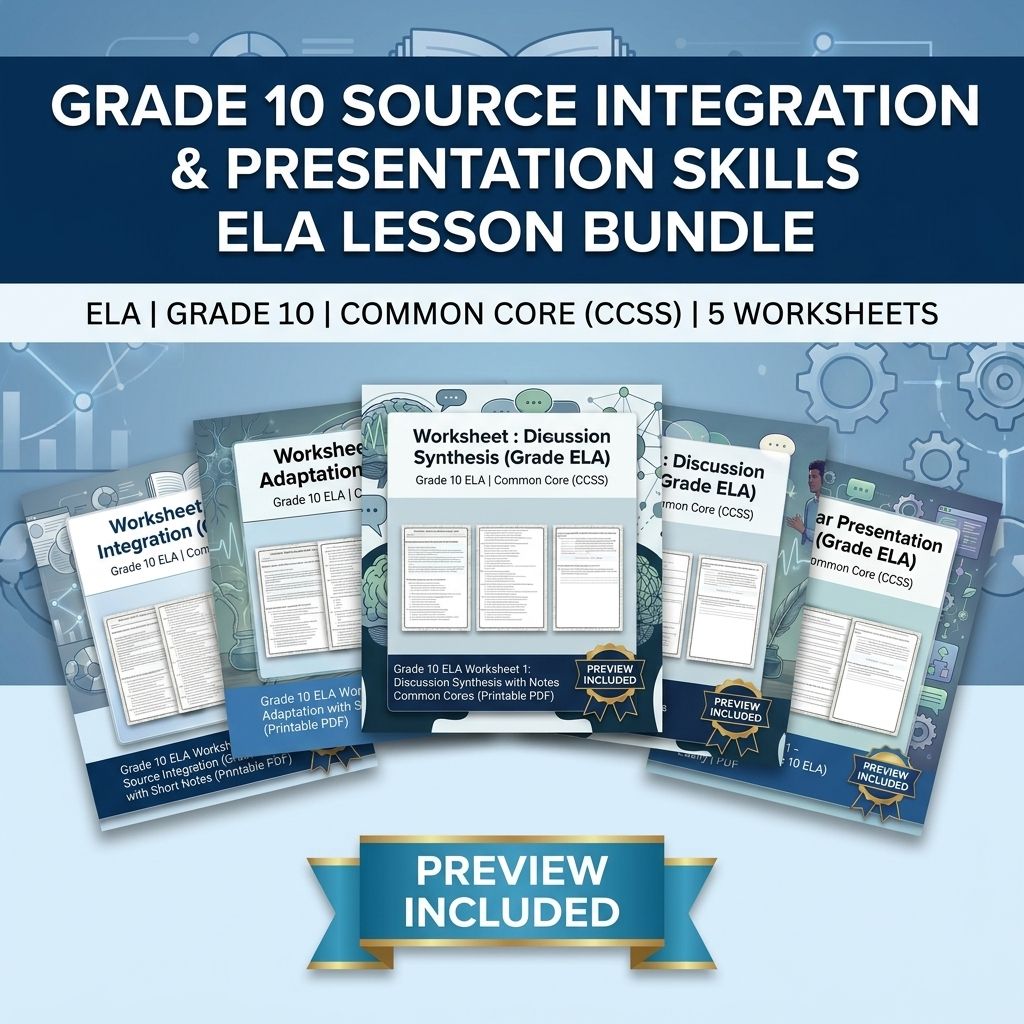 Grade 10 Source Integration & Presentation Skills ELA Lesson Bundle: (CCSS) — bundle cover