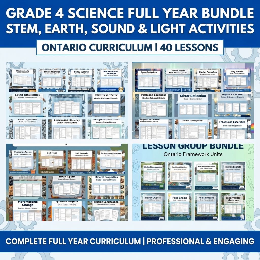 Grade 4 Science Full Year Bundle | STEM, Earth, Sound & Light Activities — bundle cover
