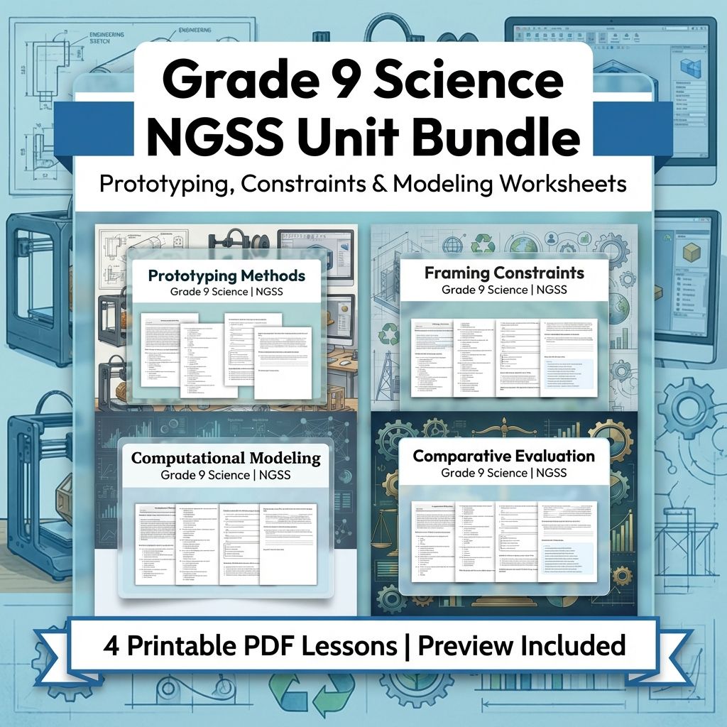 Grade 9 Science NGSS Engineering Design  Bundle  Prototyping & Evaluation — bundle cover
