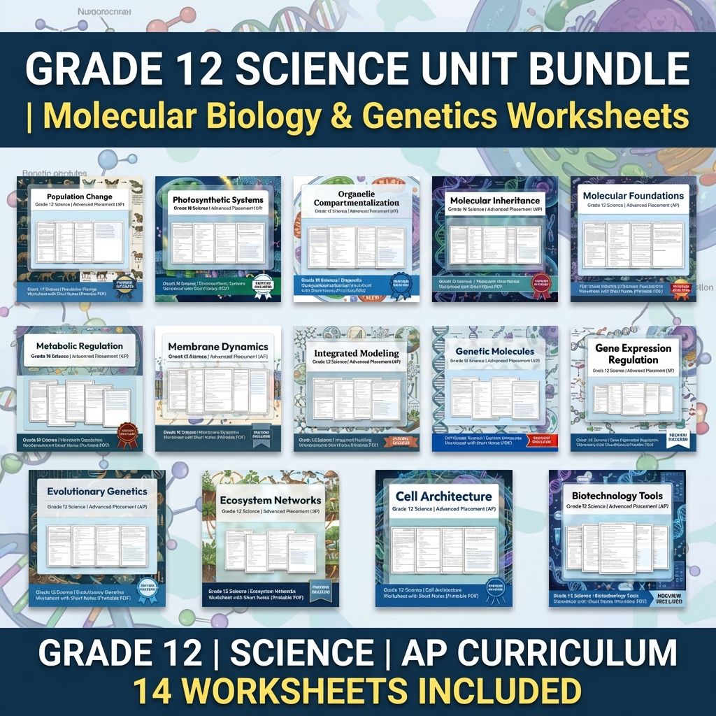 Grade 12 Science Unit Worksheet Pack – Molecular Biology & Ecosystems (PDF) — bundle cover