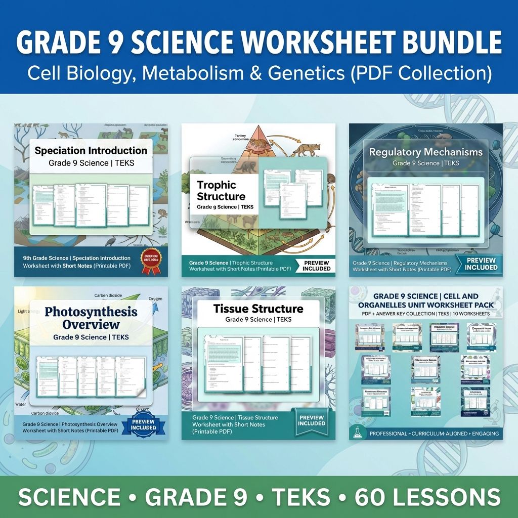 Grade 9 Science Worksheet Bundle: Cell Biology, Genetics & Ecology (Collection) — bundle cover