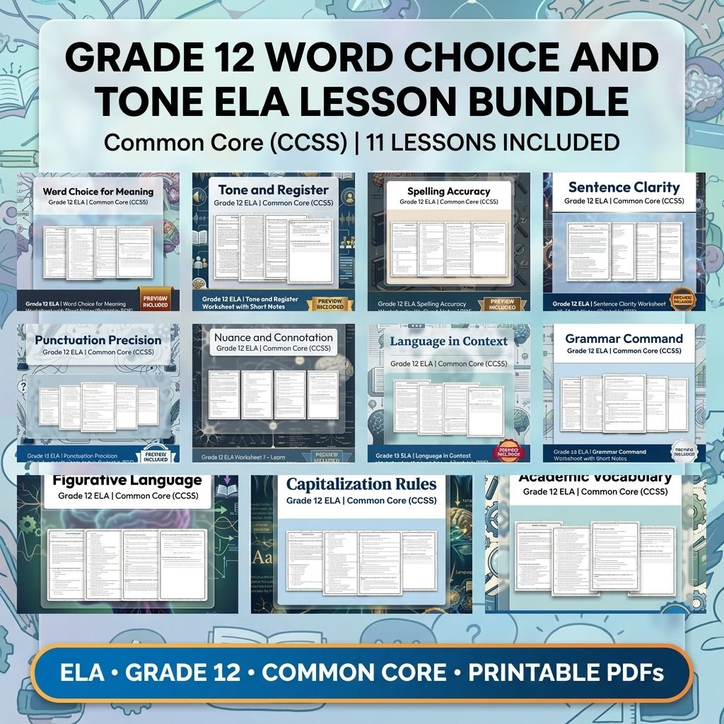Grade 12 Word Choice and Tone ELA Lesson Bundle - Common Core (CCSS) — bundle cover