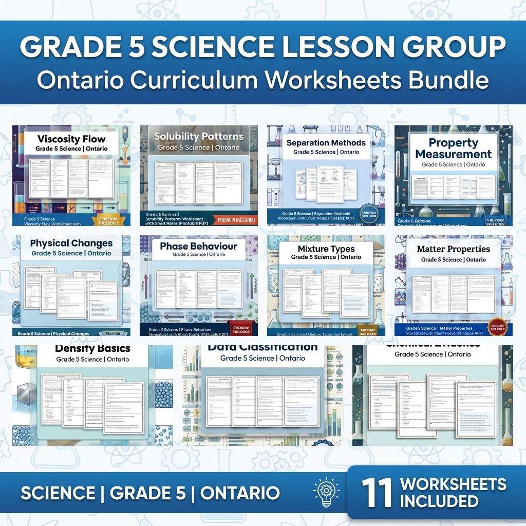 Grade 5 Science Lesson Group: Ontario Curriculum Worksheets Bundle — bundle cover