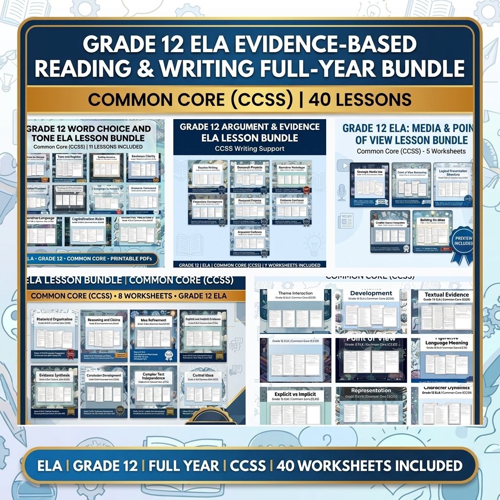 Grade 12 ELA Evidence-Based Reading & Writing Full-Year Bundle (CCSS) — bundle cover