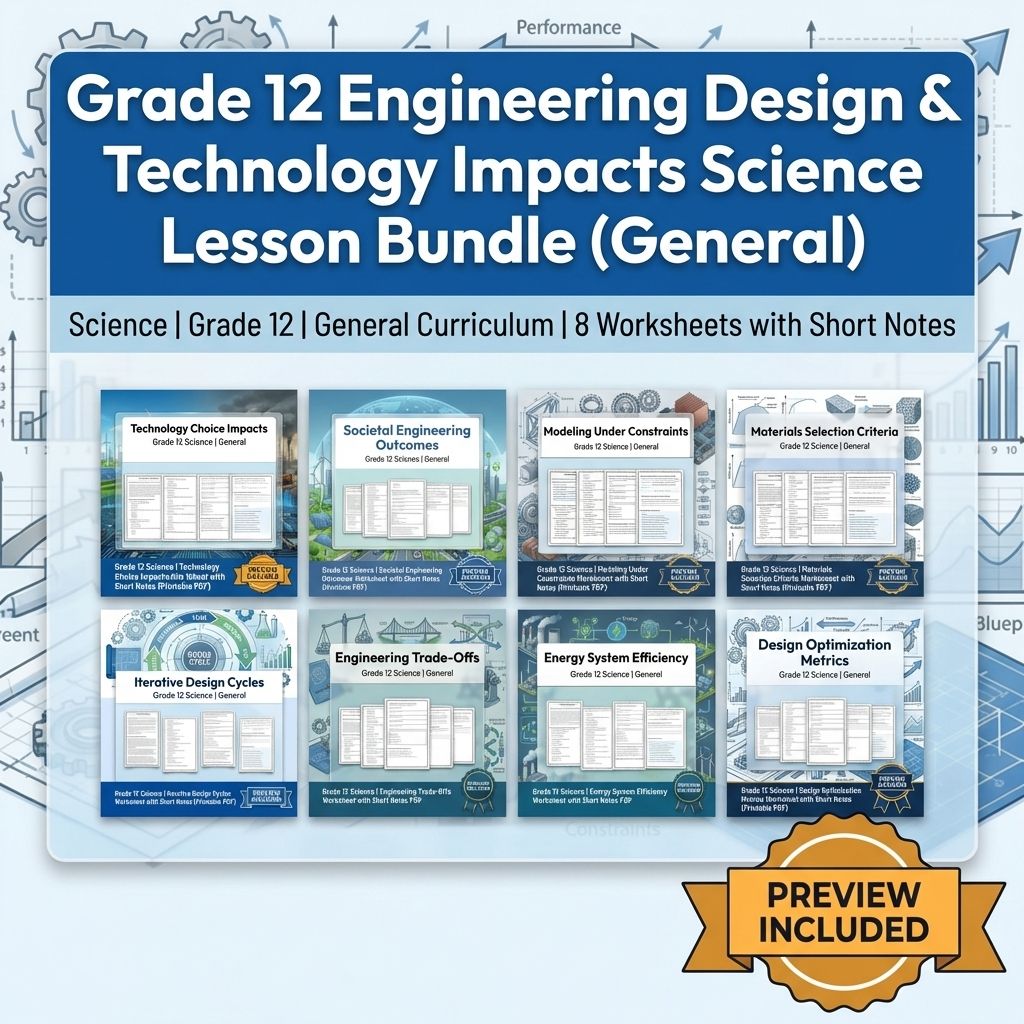Grade 12 Engineering Design & Technology Impacts Science Lesson Bundle  — bundle cover