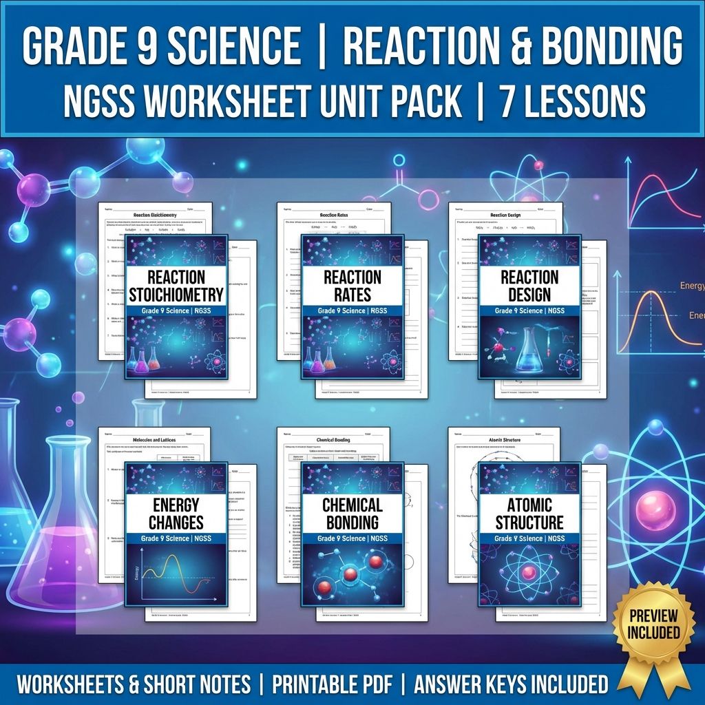 Grade 9 Science Unit | Matter and Its Interactions NGSS Worksheet Pack — bundle cover