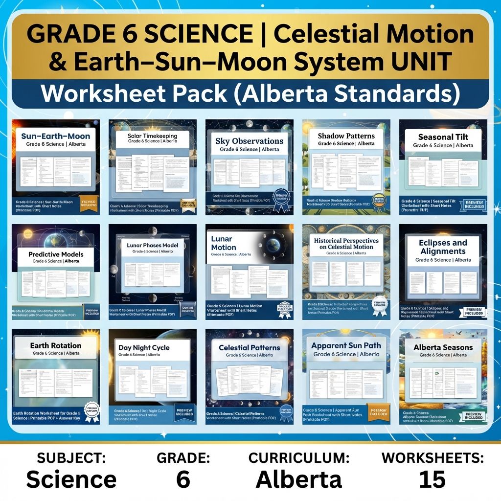 Grade 6 Science Sky Science Unit Bundle | Alberta Curriculum Worksheets — bundle cover