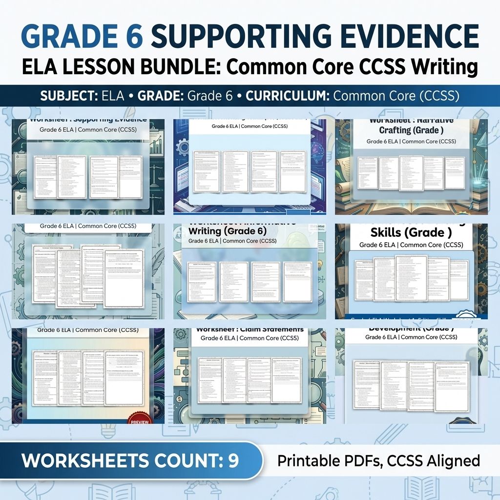 Grade 6 Supporting Evidence ELA Lesson Bundle: Common Core CCSS Writing — bundle cover