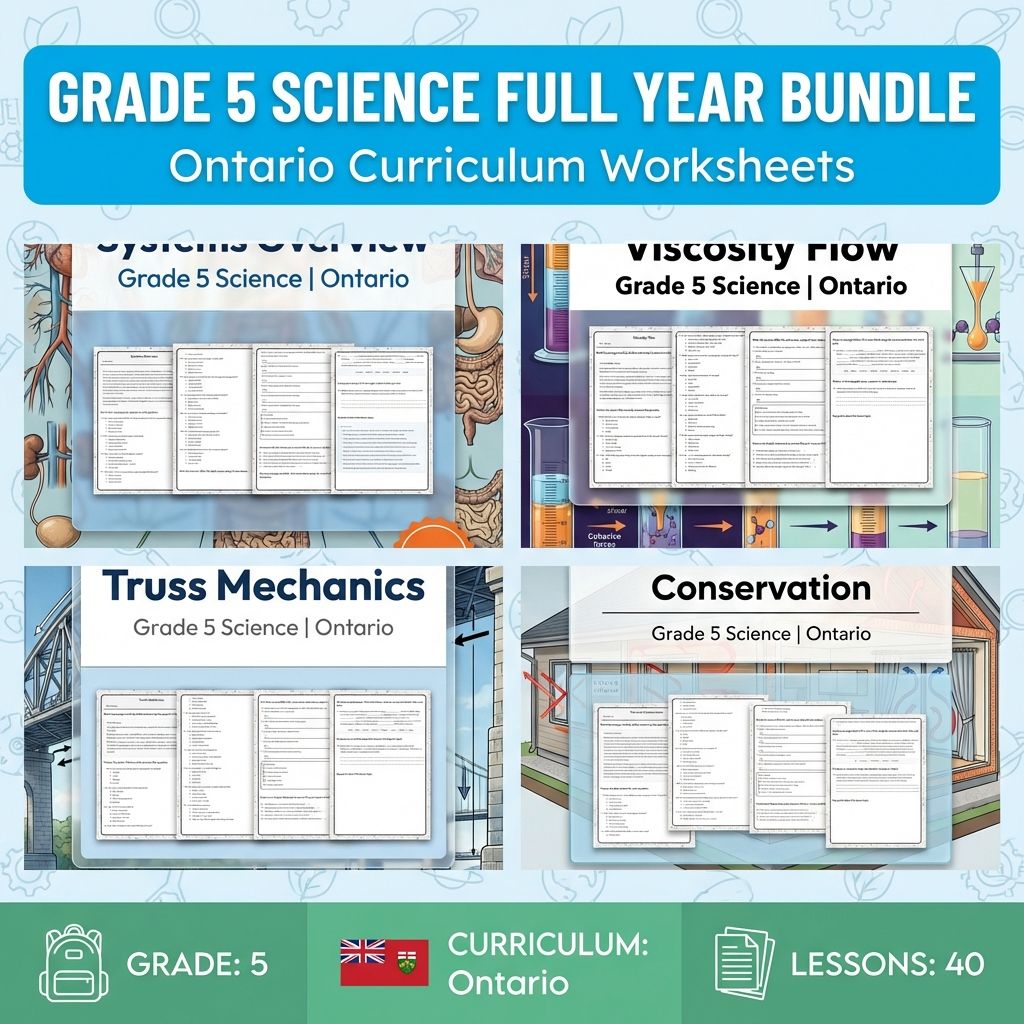 Grade 5 Science Full Year Bundle | Ontario Curriculum Worksheets — bundle cover