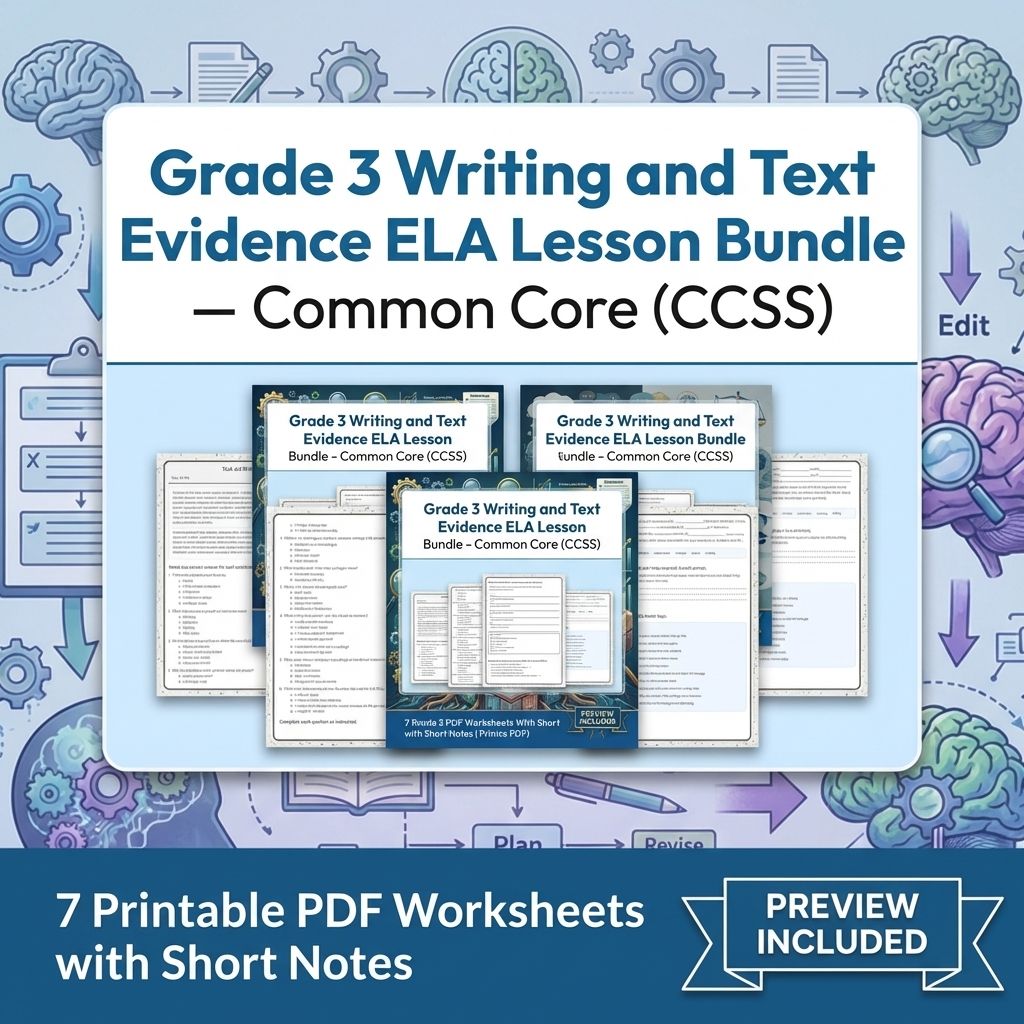 Grade 3 Writing and Text Evidence ELA Lesson Bundle – Common Core (CCSS) — bundle cover