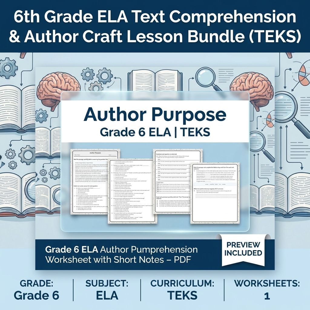 Grade 6 Tone, Theme, and Evidence ELA Skills Lesson Bundle (TEKS) — bundle cover