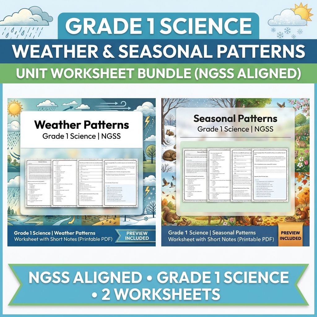Grade 1 Science | Earth's Systems Unit Bundle (NGSS-Aligned Worksheets) — bundle cover