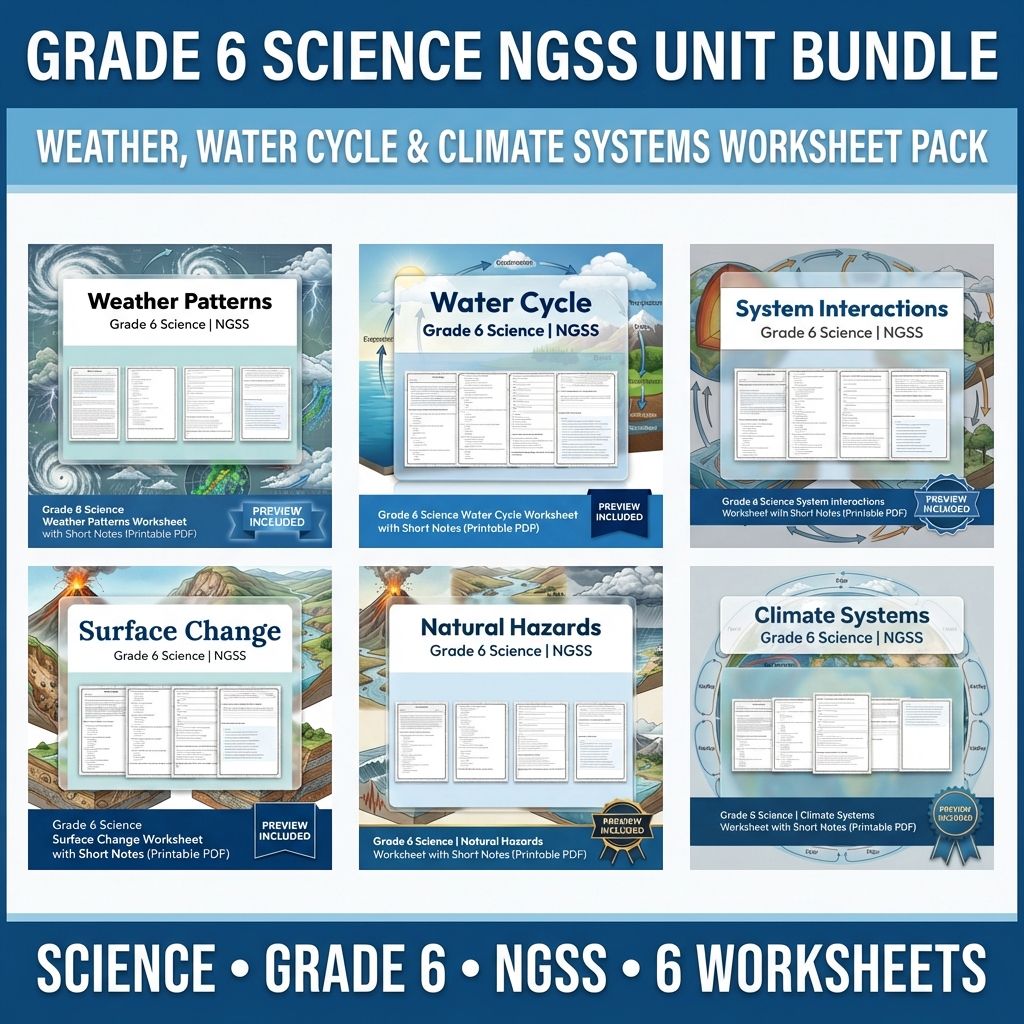 Grade 6 Science | Earth's Systems Unit Bundle NGSS-Aligned Worksheets  — bundle cover