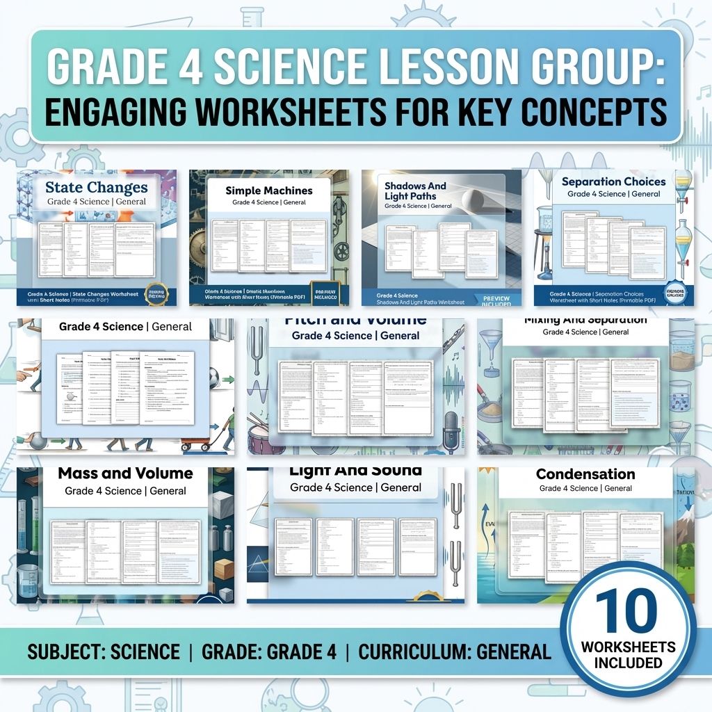 Grade 4 Science Lesson Group: Engaging Worksheets for Key Concepts — bundle cover
